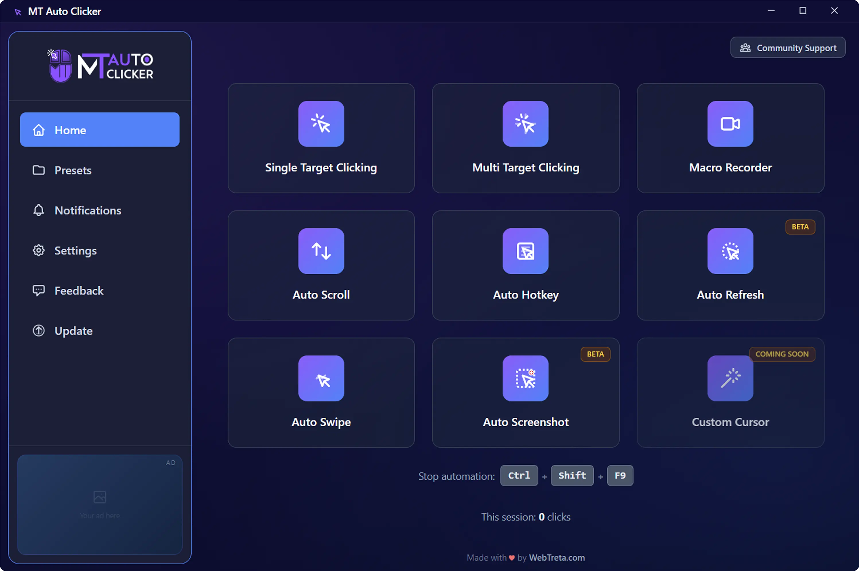 MT Auto Clicker — Step 1: Open the app and select Single Target Clicking